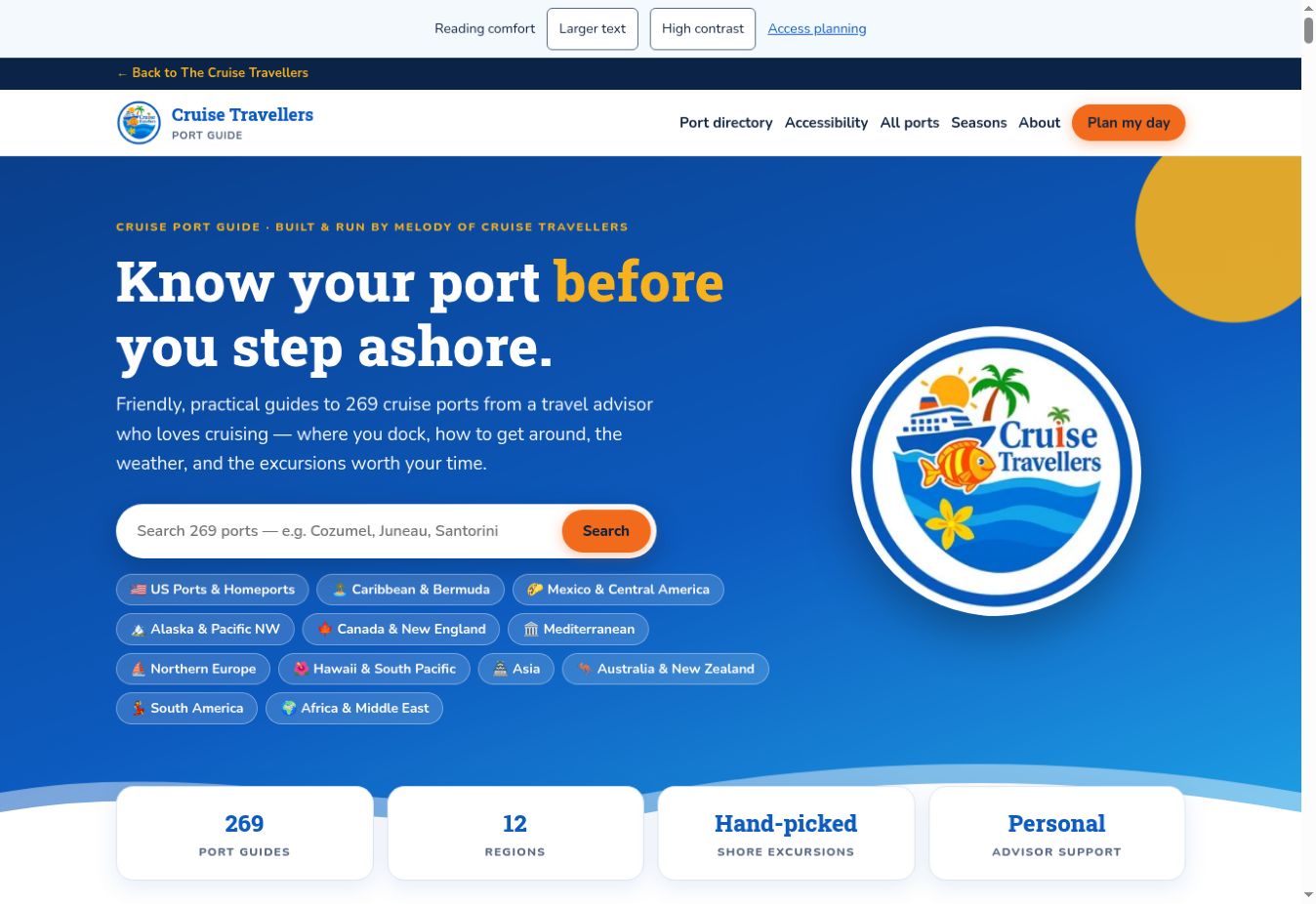 Cruise Port Guides website homepage